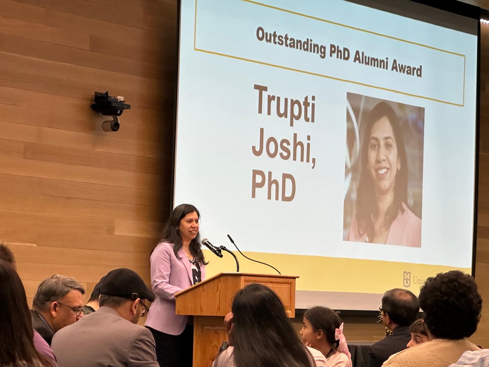 Big congratulations to our WV-INBRE PI, Dr. Trupti Joshi, on receiving the Outstanding PhD Alumni Award from MUIDSI!